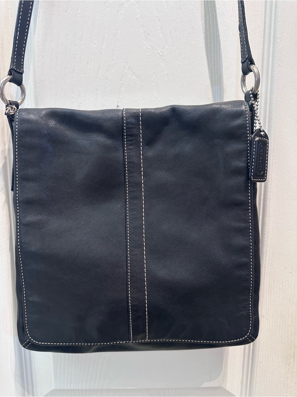Coach Vintage Black Leather Legacy Flap #9366 Slim Crossbody Bag